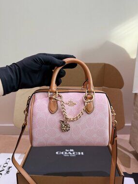 NWT Coach Mini Rowan Crossbody Bag In Signature Canvas Pink Powder CEK79